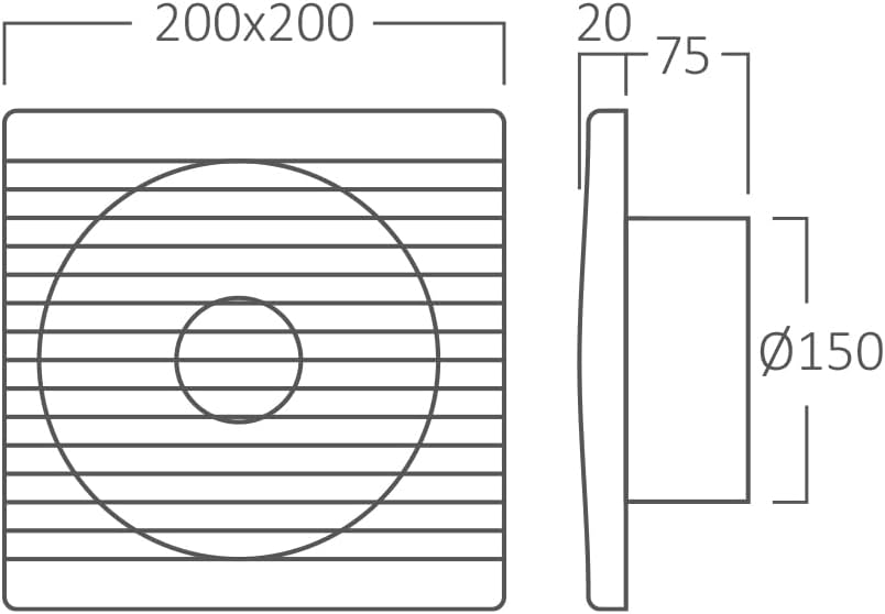 Braytron Badlüfter Wandlüfter WC Küche Ventilator Lüfter Ø150mm Leise 37dB Leistungsstark 260 m³/h E