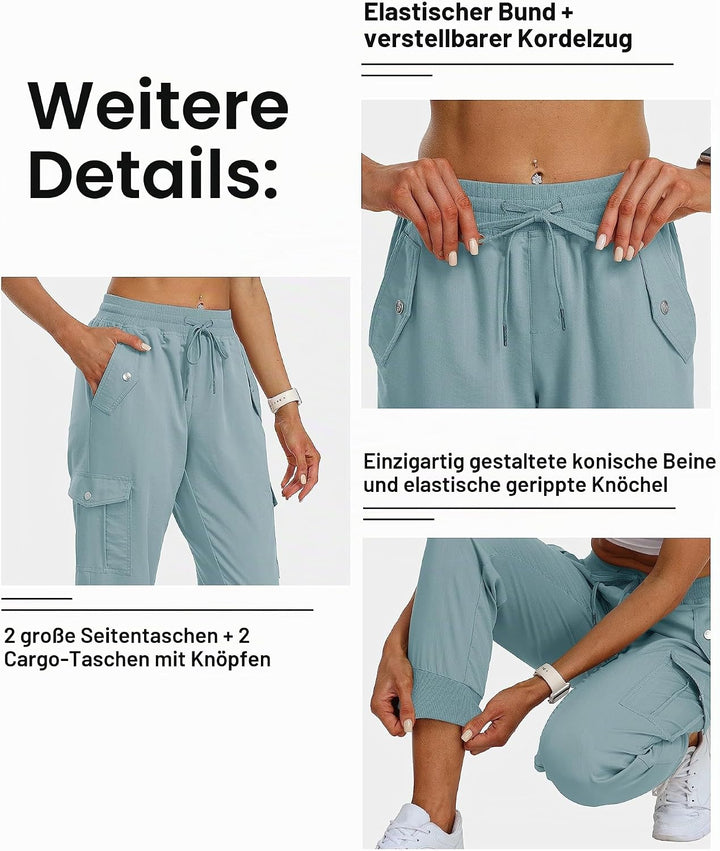 Damen Cargohose Jogginghose Leicht Schnell Trockene Wanderhose Athletische Workout Outdoorhose L Gra