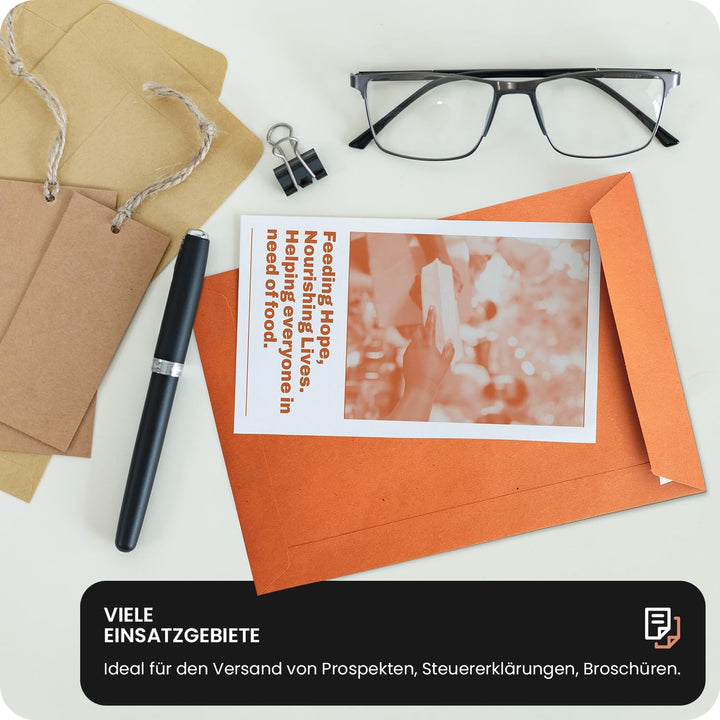 Netuno 500x Versandtasche DIN C5 Orange 162 x 229 mm 110g Design Eko Briefkuvert gross a5 Briefumsch