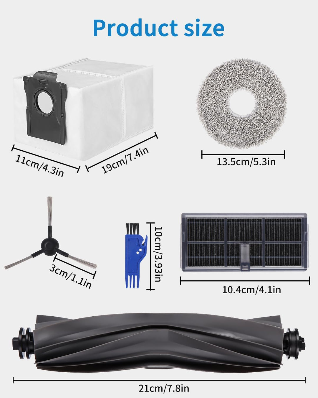 24 Stück Zubehörset für Dreame L10s Pro Ultra Heat, 1 Hauptbürste, 6 Staubbeutel, 6 Tücher, 4 Filter