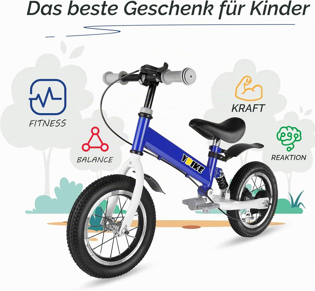 YBIKE Laufrad 2 in1, kinderfahrrad Mit Pedalen, Stossdämpfern, Schutzblechen,12 14 Zoll laufräder Ge