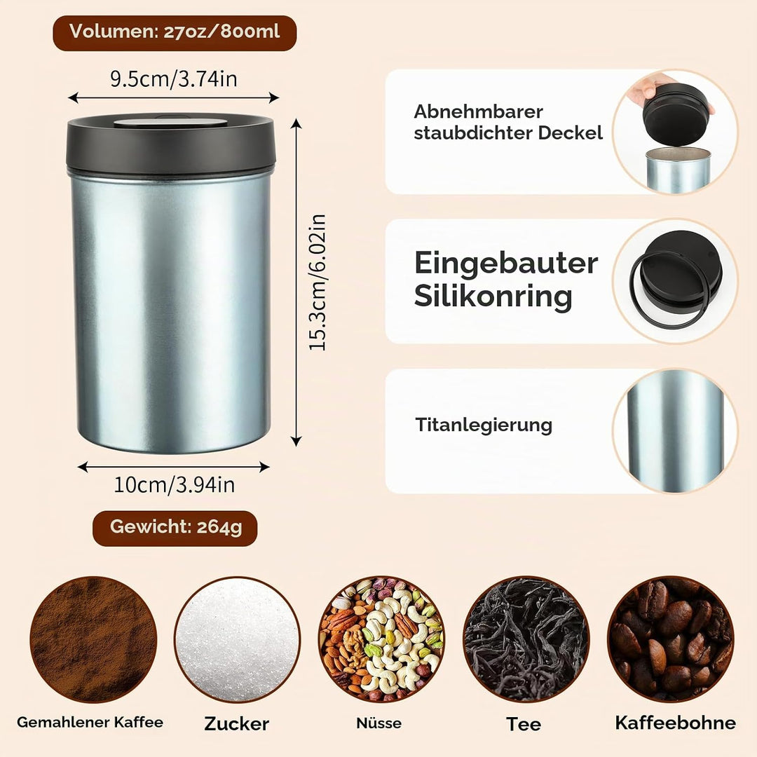 VINATO Kaffeedose Luftdicht Vakuumbehälter Kaffeebohnen Behälter Geeignet für Kaffee, Trockenlebensm