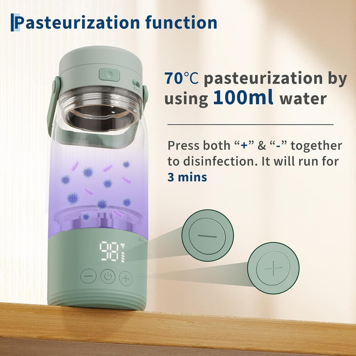 Baby Flaschenwärmer Unterwegs, Mobiler Milcherwärmer Mit Akku, 500ml, LED-Anzeige, 1°c Präzise Kontr