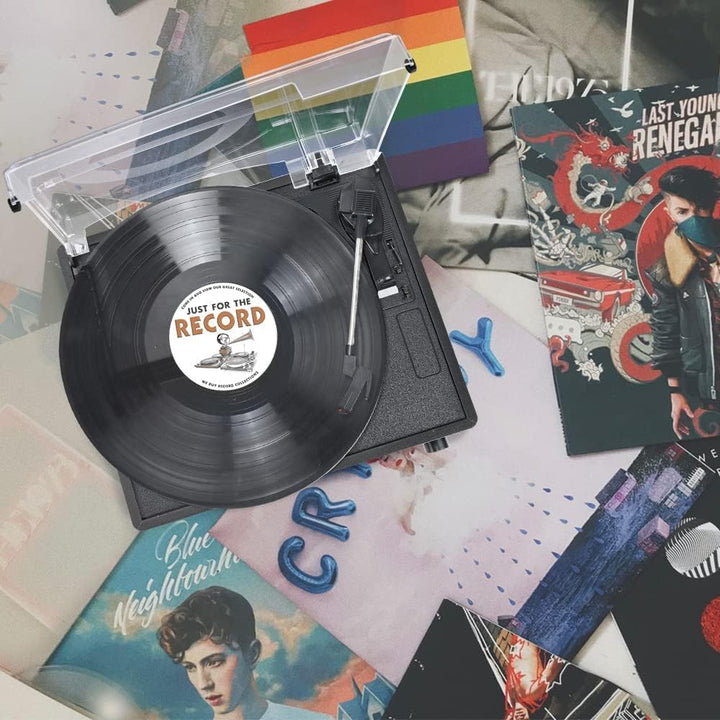 Trynnay Plattenspieler mit Lautsprecher Vinyl Schallplattenspieler Wireless LP Phonograph mit Eingeb