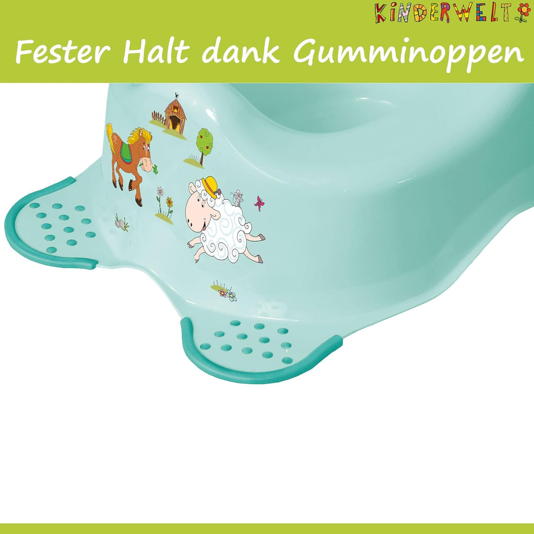 KiNDERWELT 3er Set Premium Toilettensitz, Hocker & stabiles Töpfchen für Babys und Kinder - Funny Fa