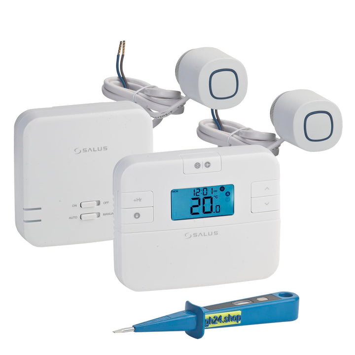 SmartHome Heizung Einzelraumregelung Digitaler Funk Raumthermostat mit Empfänger und 2 Stück Stellan