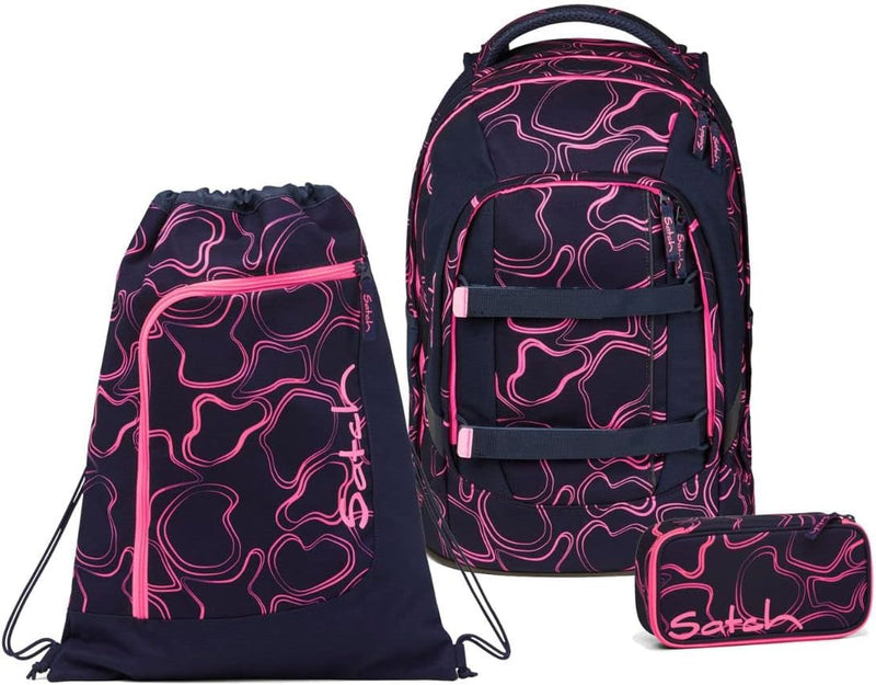 satch Pack Schulrucksack Set 3tlg. mit Schlamperbox und Sportbeutel Pink Supreme