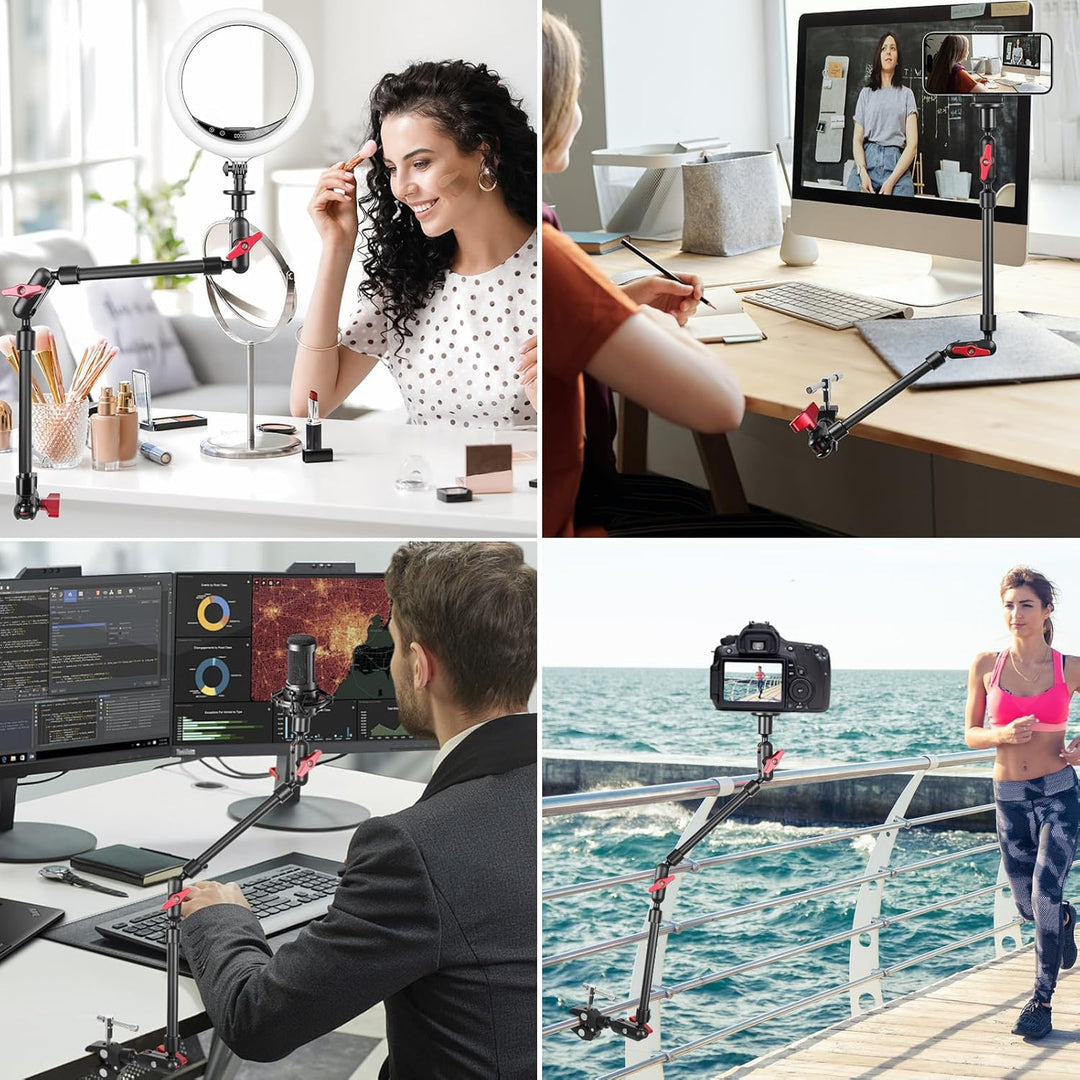 Magic Arm mit Super Clamp 23''/59cm, ZAKVOP Webcam Halterung mit Klemme, 360°Flexibel Magic Arm Clam