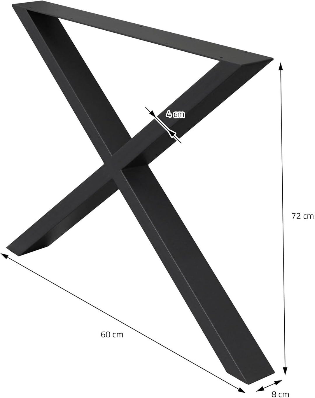 ECD Germany 2X Tischbeine X-Design X-Form, 60 x 72 cm, Schwarz, pulverbeschichtete Stahl, Industried