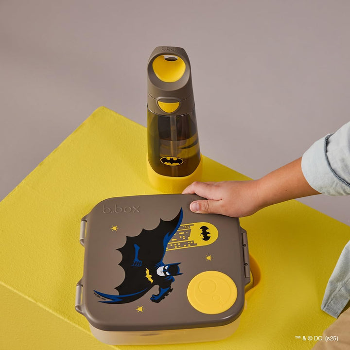 b.box Batman Brotdose | Grosse Bento-Box mit 4 Fächern (2 auslaufsicher), herausnehmbarer Trenner, G