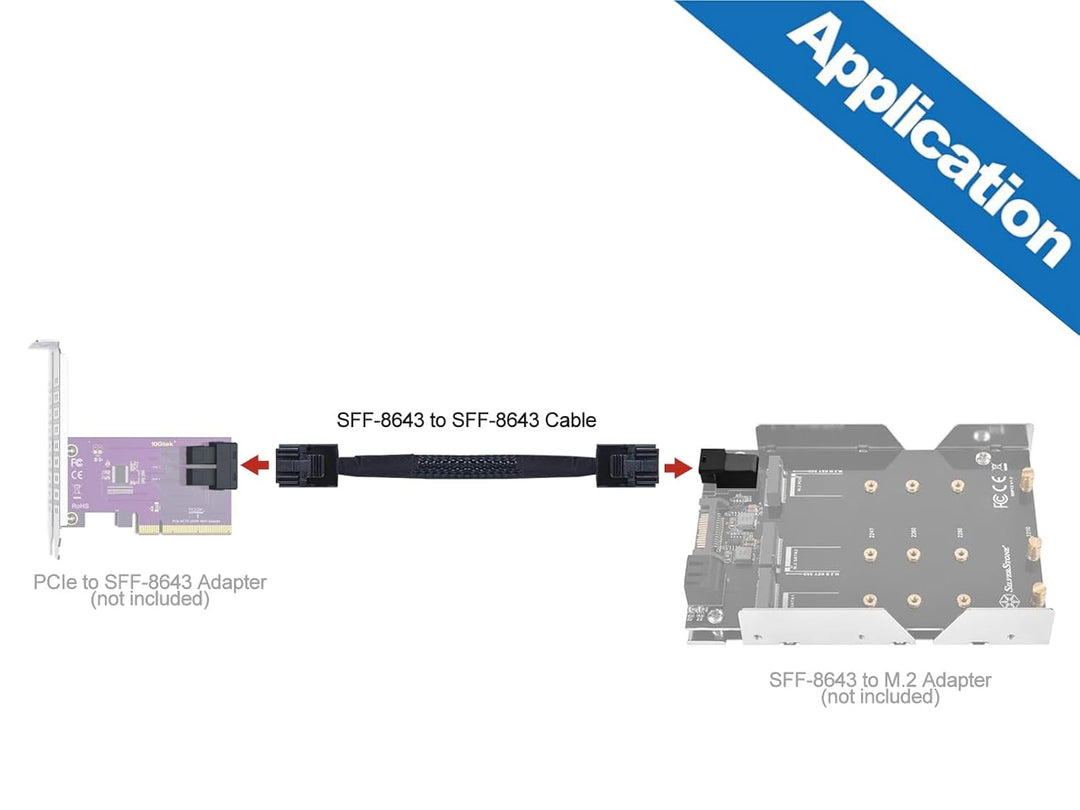 SFF-8643 to SFF-8643 12G Internal Mini SAS HD Cable, with Sideband, Compatible with RAID or PCI Expr