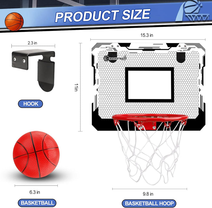Indoor Basketballkorb Set mit 4 Bällen für Kinder Erwachsene, Basketball hängen an der Tür für Zimme