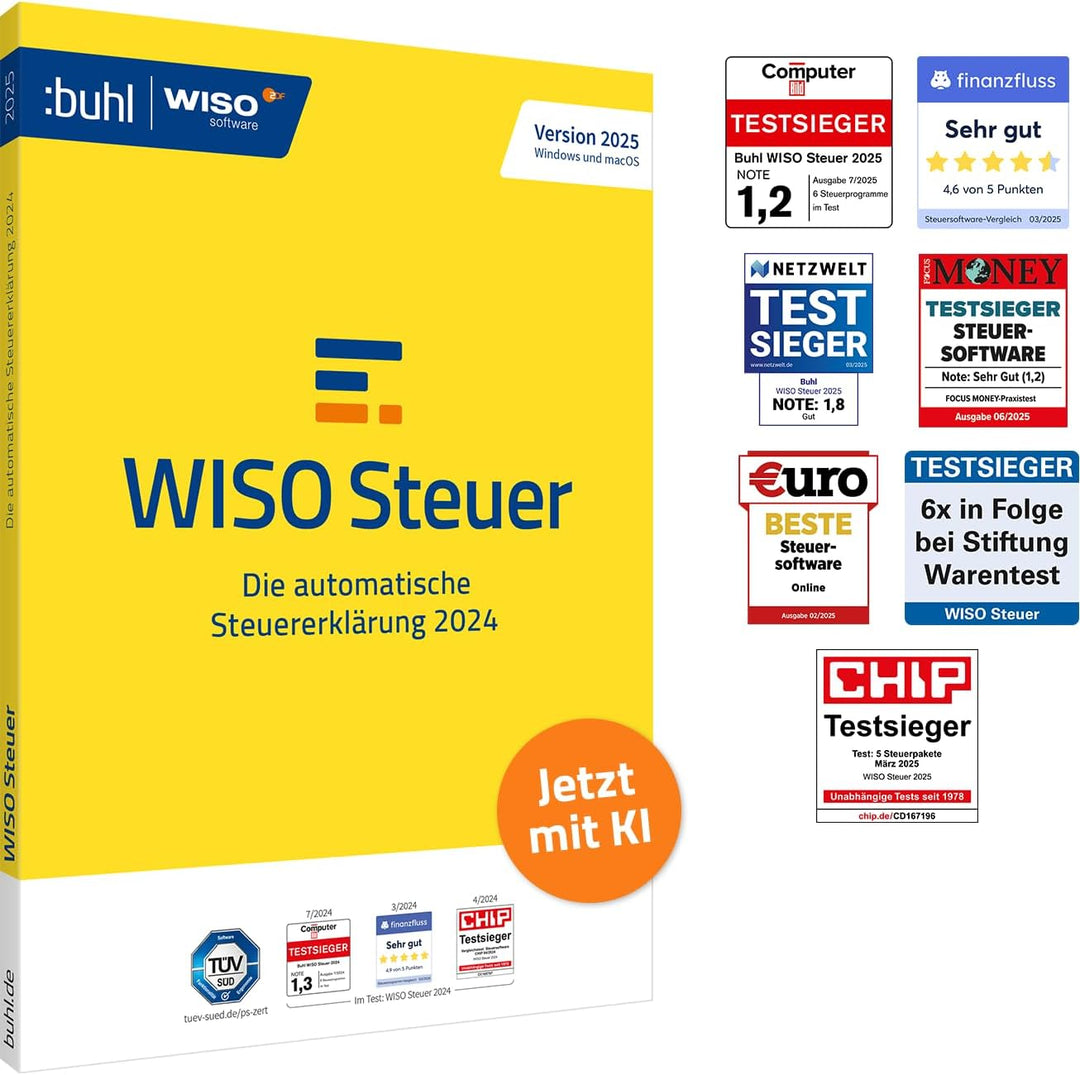 WISO Steuer 2025 (für Steuerjahr 2024) | Für Windows, Mac, Smartphones und Tablets | Standardverpack