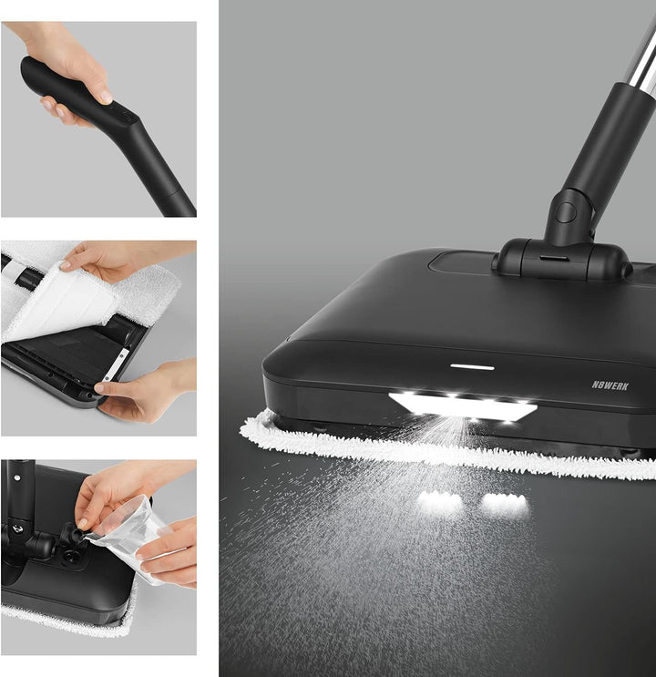 N8WERK Bodenwischer mit Vibrationsfunktion in der Midnight Black Edition | LED-Beleuchtung & 2 Mikro