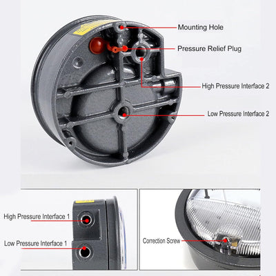 Differenzdruckanzeige, Aluminium, langlebig, hochpräzise, Differenzdruckanzeige, klare Sicht, 1/8-