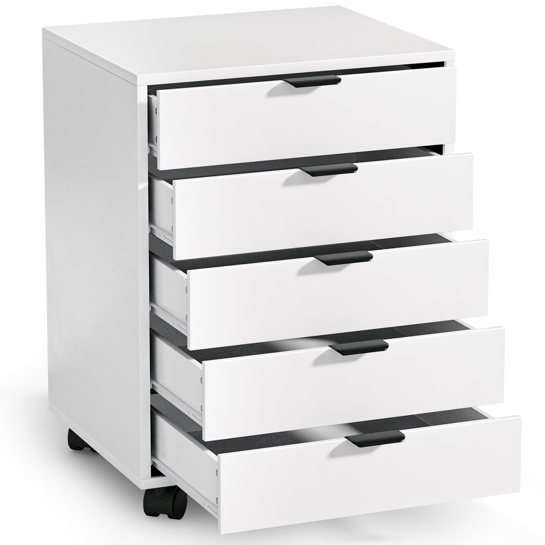 ELUCHANG Schubladenschrank, Rollcontainer, Mobiler Aktenschrank mit 5 Schubladen, Unter Schreibtisch