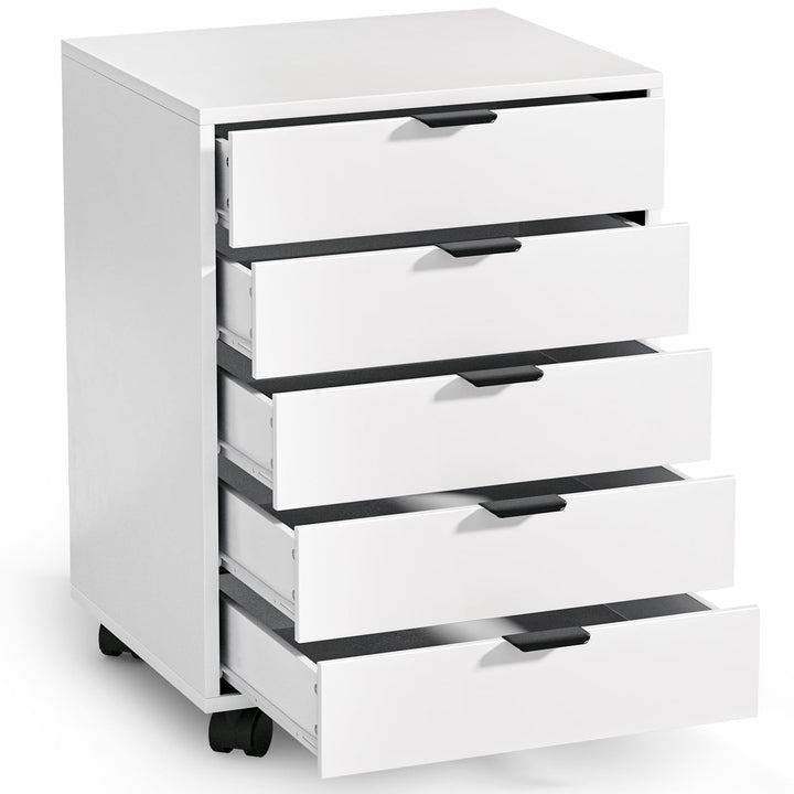 ELUCHANG Schubladenschrank, Rollcontainer, Mobiler Aktenschrank mit 5 Schubladen, Unter Schreibtisch