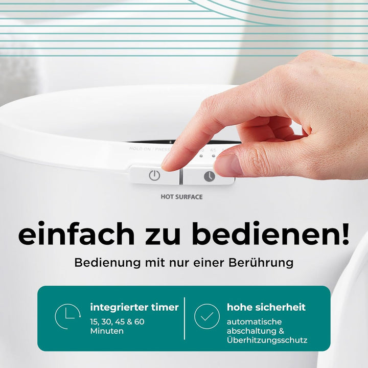 SereneLife Handtuchwärmer Elektrisch Braun Holzoptik – Kompakter Handtuchheizkörper mit Timer & Über
