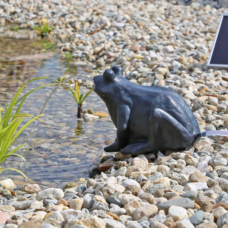 CLGarden Solar Wasserspeier Frosch NSP9 Springbrunnen für Teich mit Pumpe Solarpumpe + Frosch 1