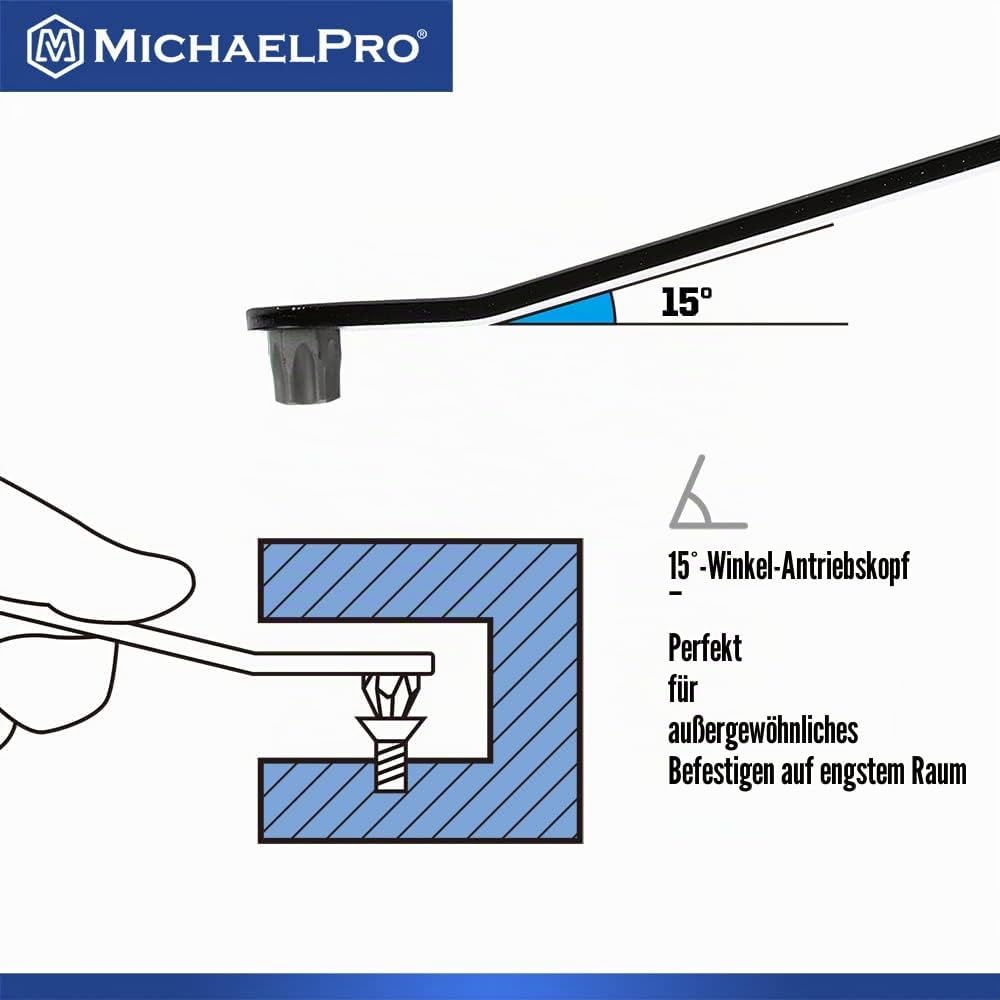 MichaelPro MP002029 5-Piece Ultra Low Profile Offset Screwdriver Set Slim Profile Angle Screwdriver