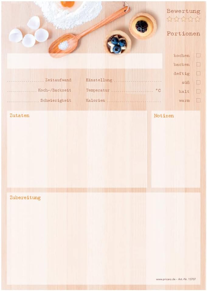 PRICARO Rezeptordner Komplett-Set "Backen", A4, 8 teilig