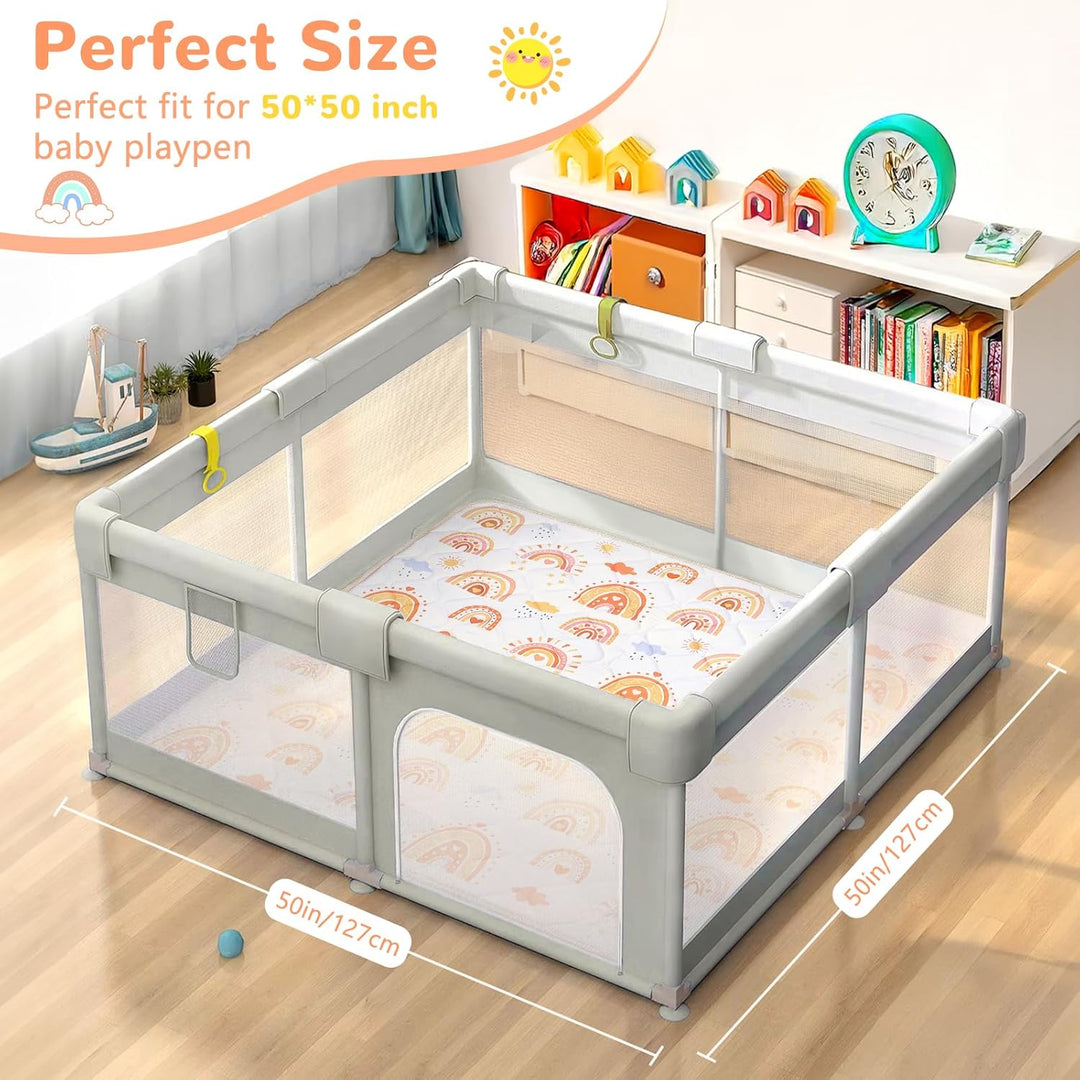 Spielmatte Baby 127×127cm mit Rutschfest, Extra Dicke 2cm Weiche Krabbelmatte Baby, Faltbar Krabbeld