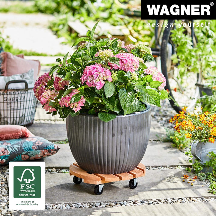 Wagner Pflanzenroller Toscana Ø 38 x 10 5 cm I Blumenroller für Aussenbereich + Innenbereich Ø 30 x