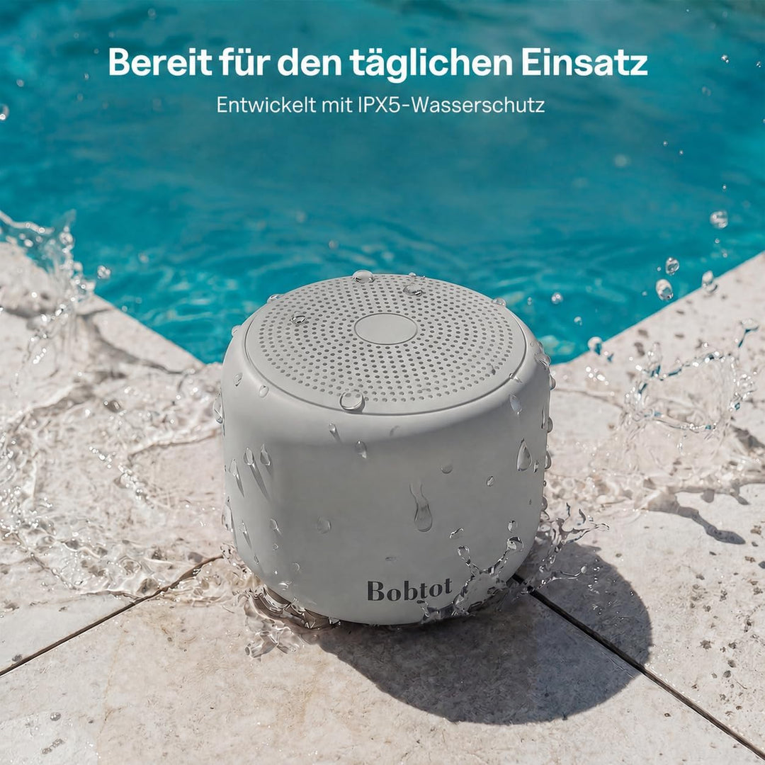 Bobtot Tragbarer Bluetooth-Lautsprecher, kabelloser wasserdichter Lautsprecher mit lautem Stereo-Sou