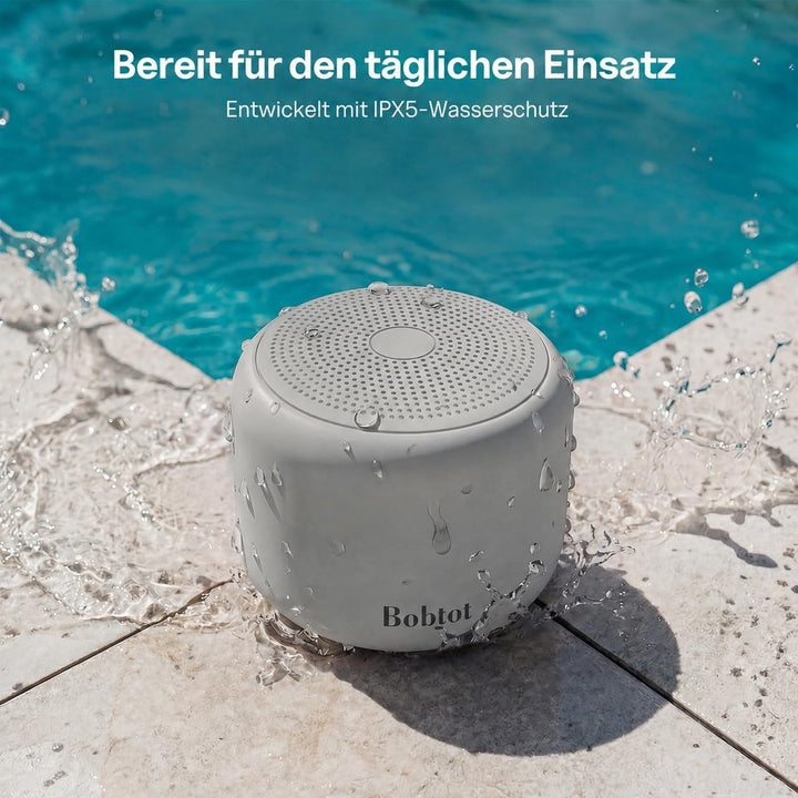 Bobtot Tragbarer Bluetooth-Lautsprecher, kabelloser wasserdichter Lautsprecher mit lautem Stereo-Sou