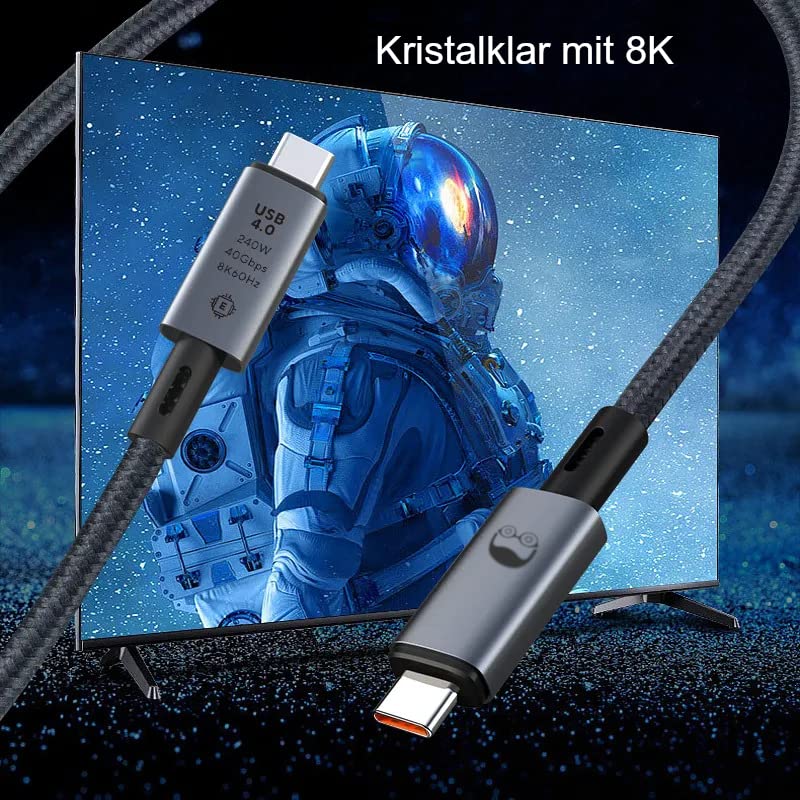 Thunderbolt 4 - 90° Winkel Kabel, Unterstützt 4k 8K HD Display, 40 Gbit/s Datentransfer, Monitorkabe
