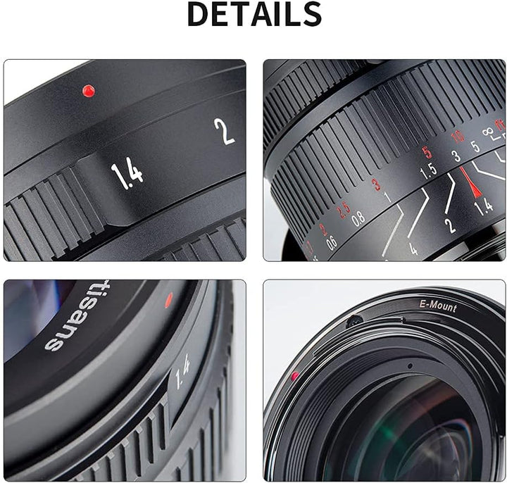 7artisans 55 mm F1.4 Mark II APS-C Manueller Fokus-Objektiv, grosse Blende, spiegellose Kamera-Objek