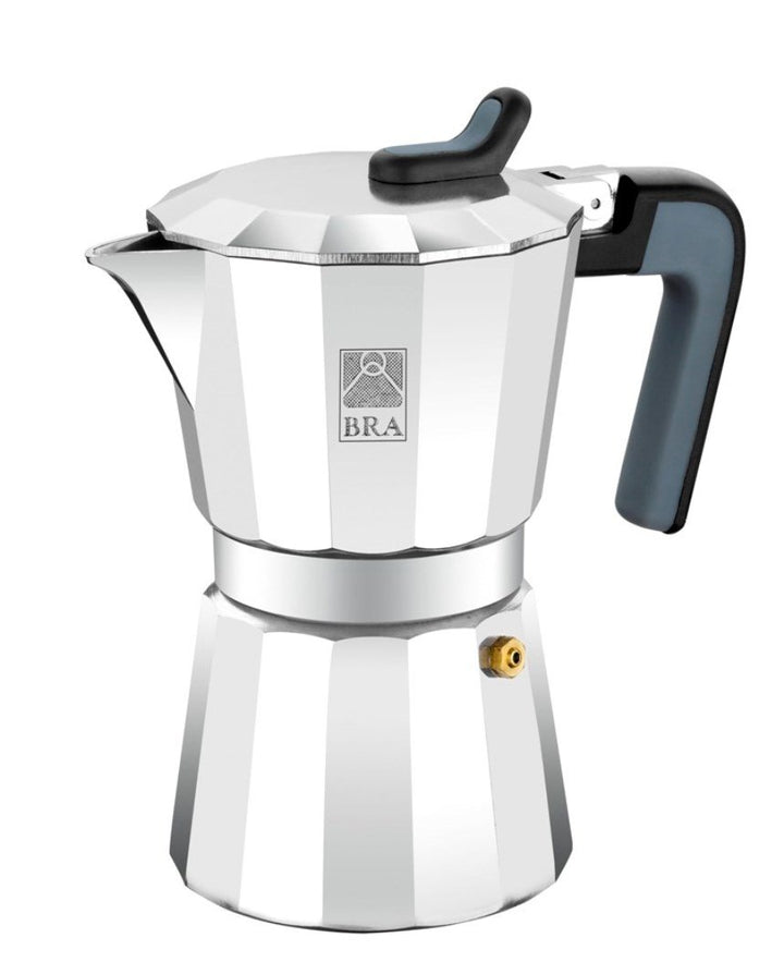 BRA Deluxe2 Espressokocher, Aluminium 12 tassen schwarz/edelstahl 12 tazas, 12 tazas