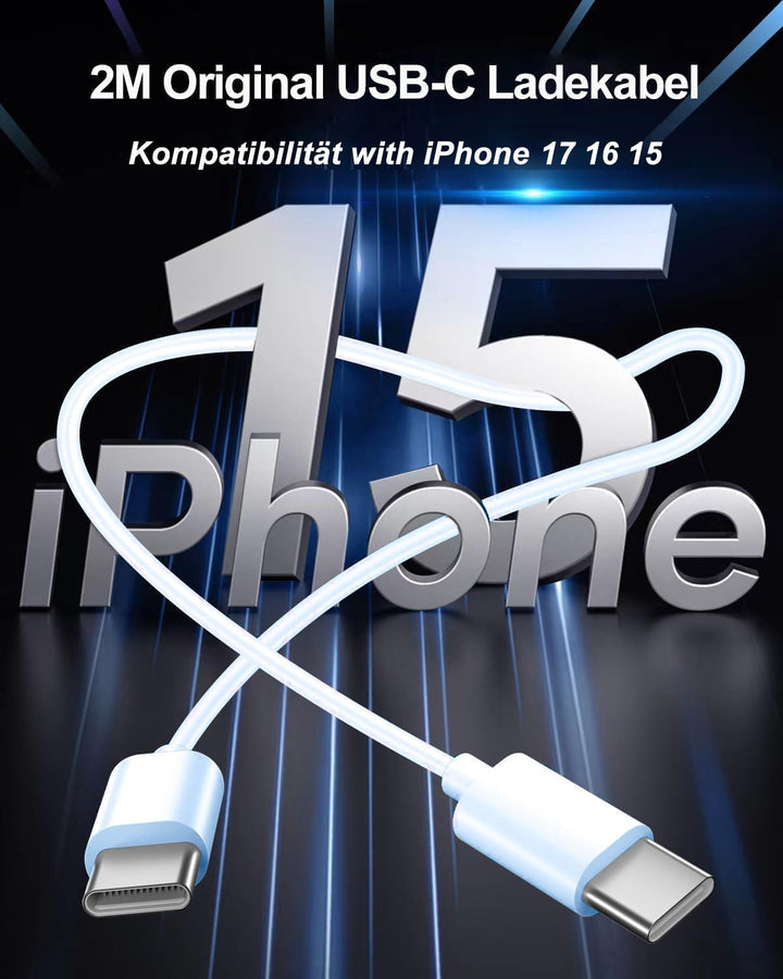 USB C Ladegerät Ladekabel für iPhone 17 16 16e 15/17 16 15 Pro/17 16 15 Pro Max/Plus,2Pack 25W USB C