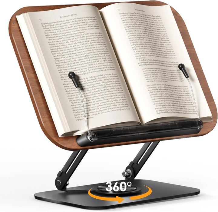 SupeDesk Buchständer zum Lesen,verstellbarer Holz-Buchhalter Leseständer,360° drehbar,faltbar,Kochbu