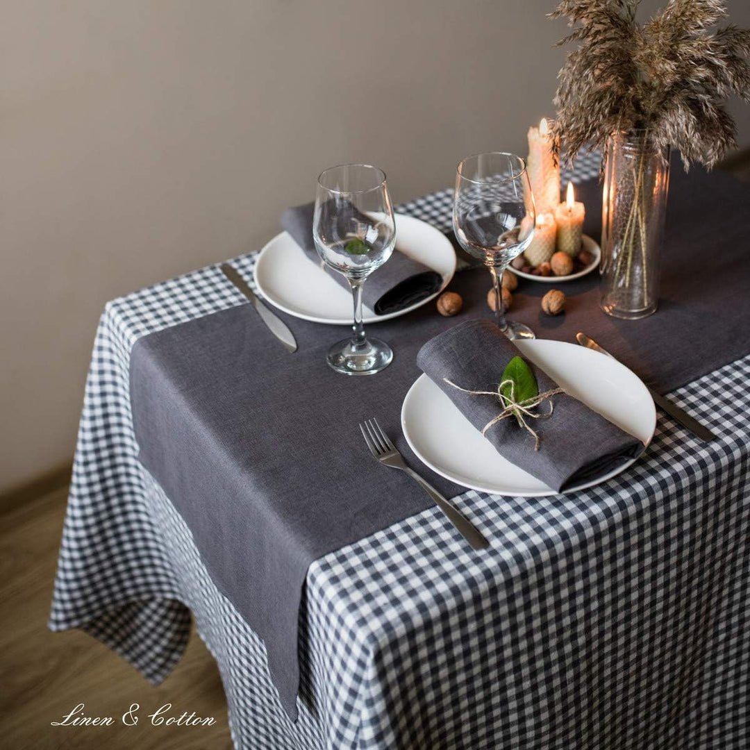 Linen &amp; Cotton Tischläufer Stoff Tischband Tischdeko Hygge 100% Leinen, Grau (40 x 200 cm) Rechtecki
