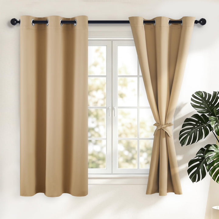 Hiasan Verdunklungsvorhänge Gardinen mit Ösen,Beige Blickdicht Vorhänge,2 Stück,106 x 160 cm (Breite