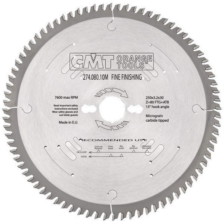 CMT Orange Tools 274.080.10 M – Kreissägeblatt HW Xtreme 250 x 3,2 x 30 Z 80 1 FTG + 4 ATB