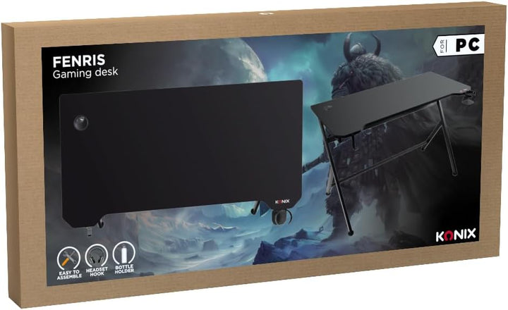 Konix Fenris Gaming Schreibtisch 120 x 60 x 78 cm in Y-Form - Tischplatte aus Holz und Metall - Bech