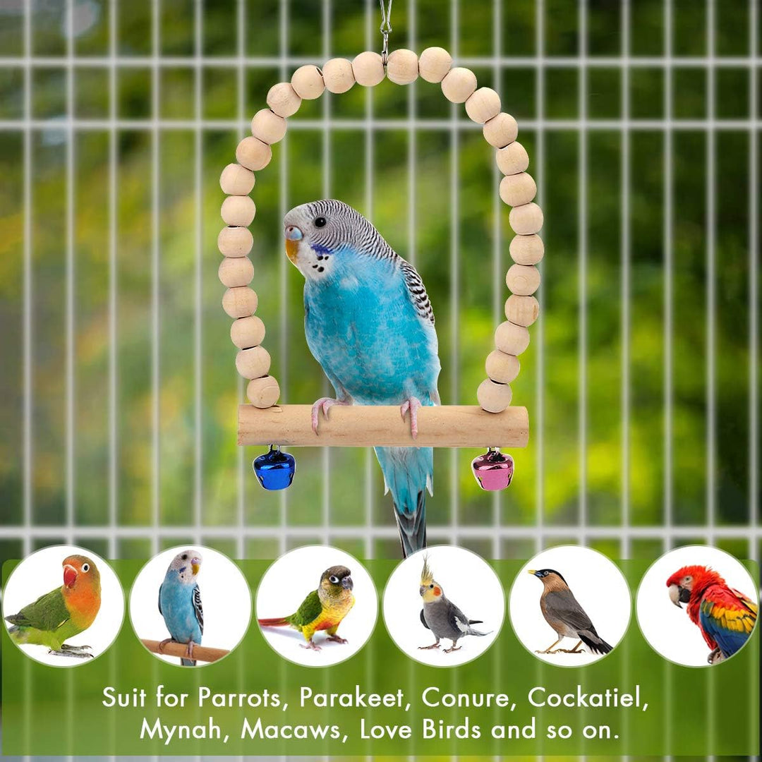 Vegena Vogelspielzeug, 8er Set Vögel Holzleiter Spielzeug mit Landeplatz Vogelkäfig Zubehör für Well