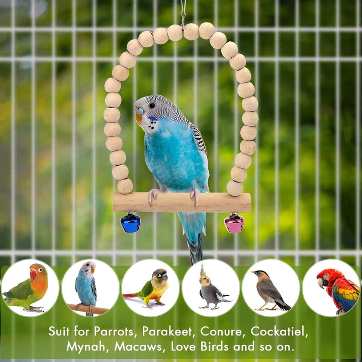 Vegena Vogelspielzeug, 8er Set Vögel Holzleiter Spielzeug mit Landeplatz Vogelkäfig Zubehör für Well