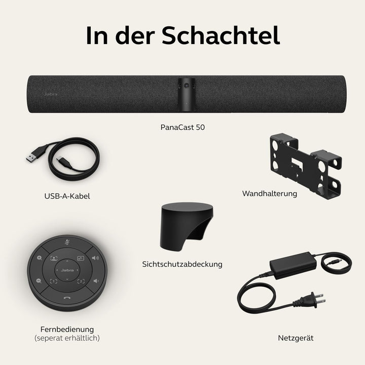 Jabra PanaCast 50 Videokonferenz Kamera – Panorama Webcam 4K mit Videokonferenzsystem für kleine & m
