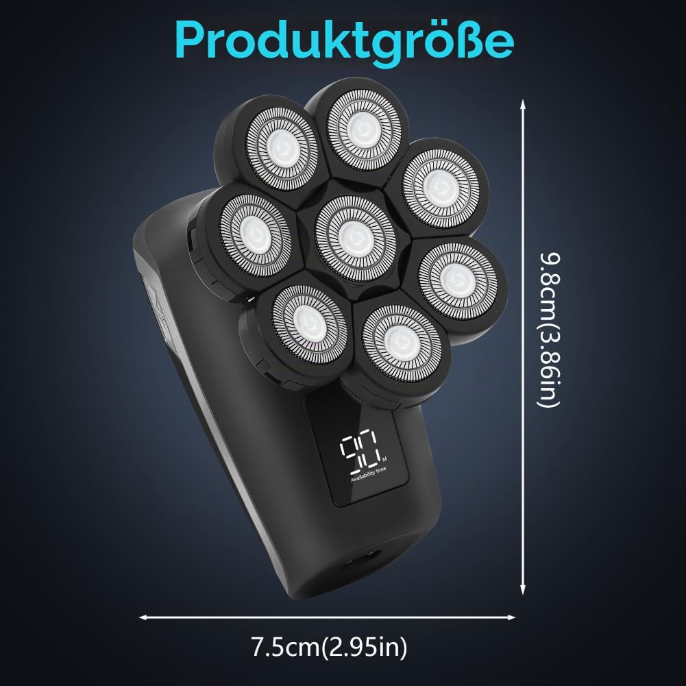 OFFCUP Glatzen Rasierer Herren IPX6 Wasserdicht Kopfrasierer Glatze mit 8D Scherköpfe Wiederaufladba