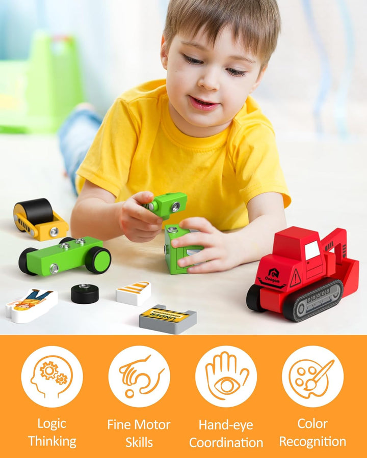 Coogam Take Apart Construction Truck Spielzeug für Kleinkinder, Snap Together Engineering Car Buildi