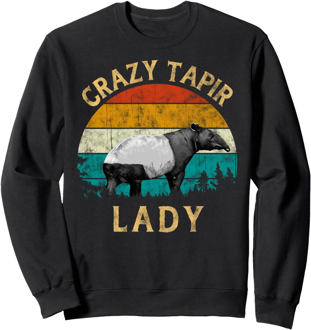 Tapir Lover Retro Vintage Sunset Tree Men Crazy Tapir Lady Sweatshirt