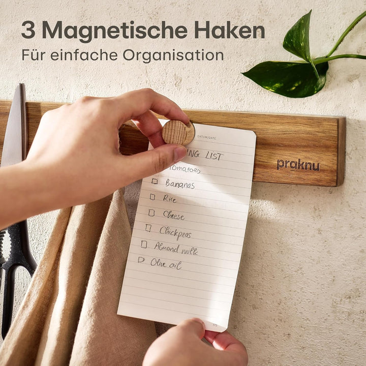 Magnetleiste Messer selbstklebend 40 cm - Messerhalter aus FSC®Akazienholz mit Extra starkem Magnet