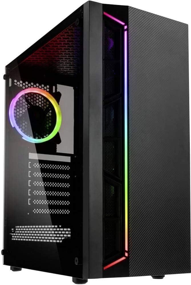 KOLINK Inspire K7 ARGB Midi-Tower PC-Gehäuse, Addressierbare RGB-Beleuchtung, Tempered Glass, schwar