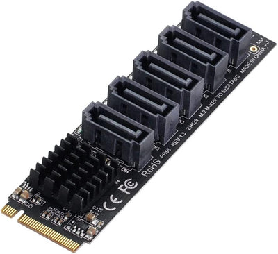 Xiwai NGFF NVME M-Key PCI Express zu SATA 3.0 6Gbps 5 Ports Adapter Converter Festplattenerweiterung