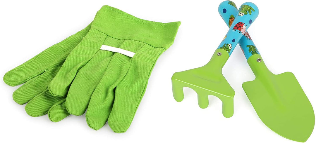 small foot Grosses Gartenset aus Holz und Metall, mit Schubkarre, Spaten, Harke uvm., ab 3 Jahren, 1