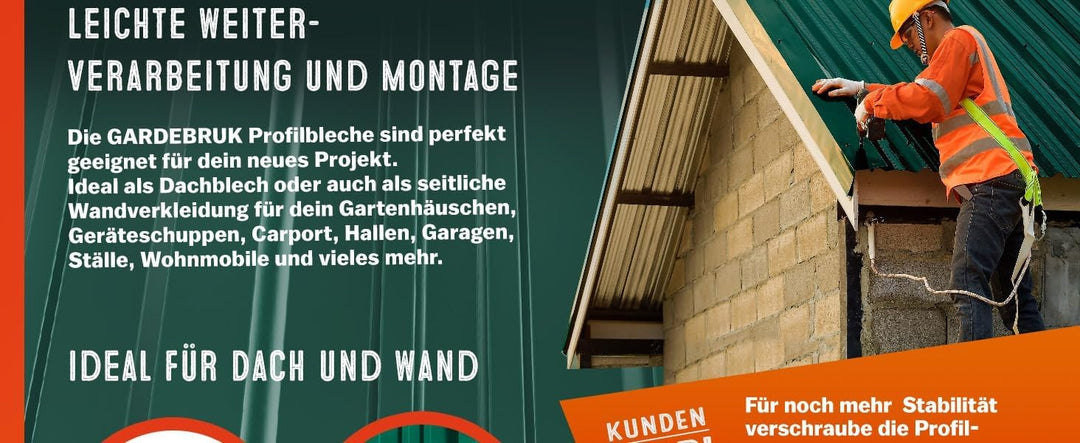 GARDEBRUK® 14x Trapezblech 110x46cm = 7m² Verzinkt Rostresistent Wetterfest Profilblech Dachblech We