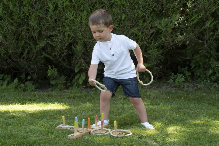 Eichhorn 100004505 - Outdoor Ringwurfspiel - 50x50cm mit 5 Wurfringen, 1 Kreuz, 9 Spielstäben, aus K